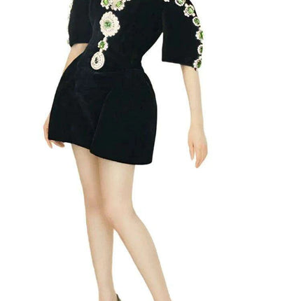 Elegant Backless Evening Dress with Glittering Diamond Details