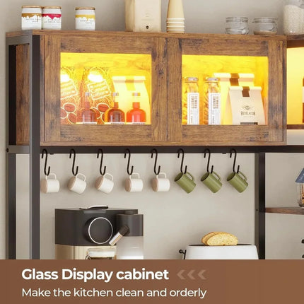Everyday Wishes Farmhouse Coffee Bar Cabinet with Power Outlet & LED L