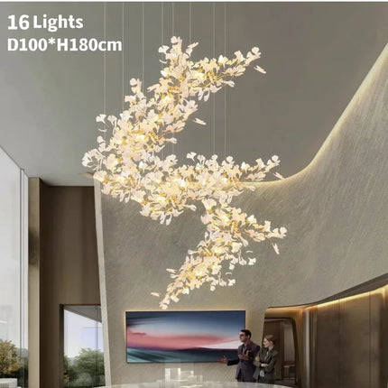 Ginkgo Leaf Combination Chandelier - Loft & Staircase
