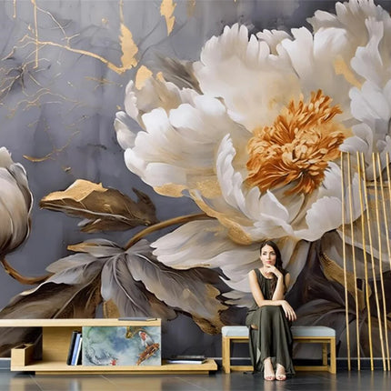 Très Elite Retro 3D Flower Oil Painting Wall Art Mural for Living Room