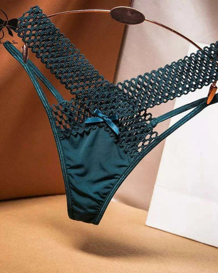 Elegant Women's Low Rise Ice Silk Thong with Chic Ribbons - Fashionable & Sporty Underwear