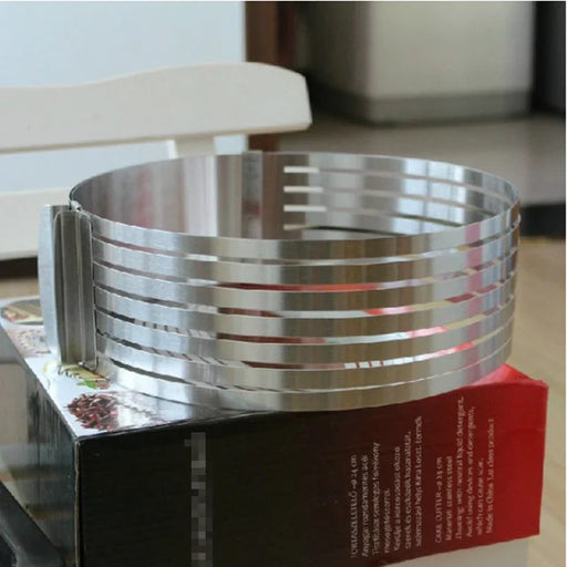 Cake Layer Slicer Mold Set - Adjustable Stainless Steel Baking Tool for Round and Square Cakes