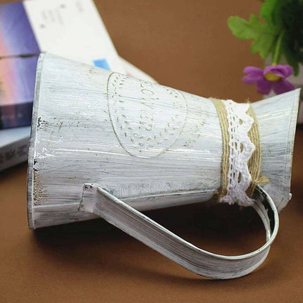 Retro Iron Vase with Distressed Hemp Rope - Elegant Floral Display for Home and Office Styling