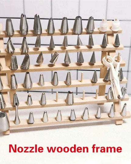 Korean Stainless Steel Cake Decorating Tool Set with Wooden Organizer