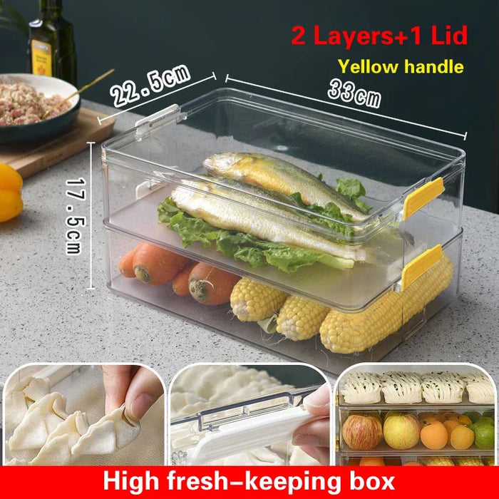 Kitchen Storage Solution Set: Freezer-Safe Box for Fresh Bread, Dumplings, and Vegetables