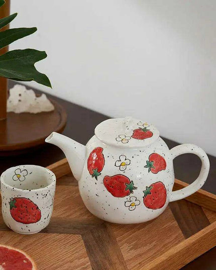 Artisan Japanese Tea Ceremony Set for One - Hand-Painted Teapot and Water Pot Duo