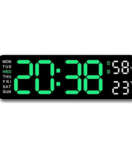 Sleek Digital LED Alarm Clock with Weather Display - Adjustable Brightness, Dual Alarms, and Wall-Mountable Design