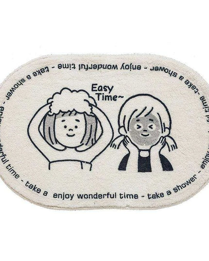 Whimsical Cartoon Plush Bathroom Rug Set with Anti-Slip Backing