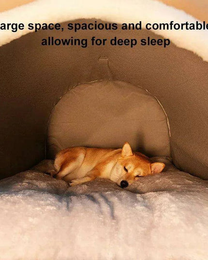 Winter Cozy Cave Bed for Pets - Snuggle Spot for Cats and Dogs