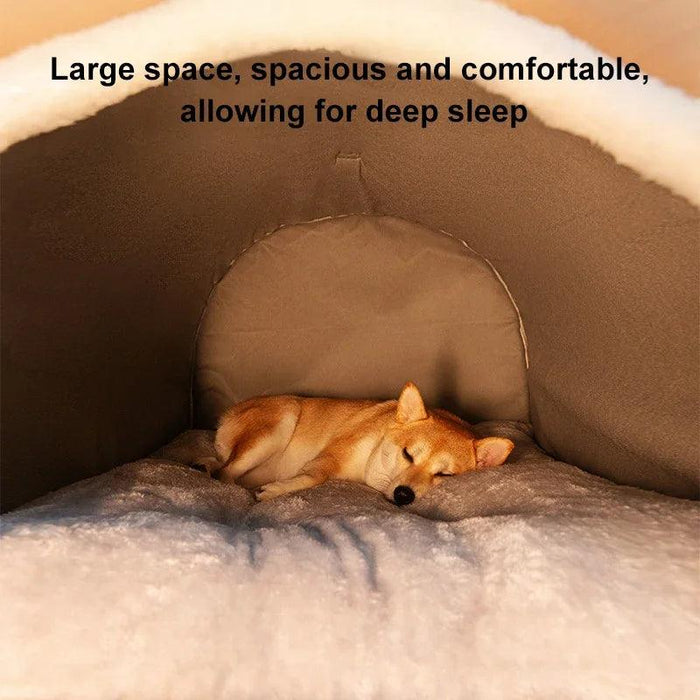 Winter Cozy Cave Bed for Pets - Snuggle Spot for Cats and Dogs