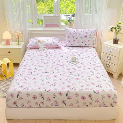 Housewear Cotton Fitted Sheet - Soft, Comfortable, Elastic Band, Print