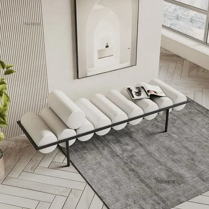 Treasure Home Modern Wrought Iron Shoe Bench Ottoman with Comfortable