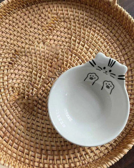 Whimsical Cartoon Relief Ceramic Sauce Bowl with Spoon for Hot Pot and BBQ Delight