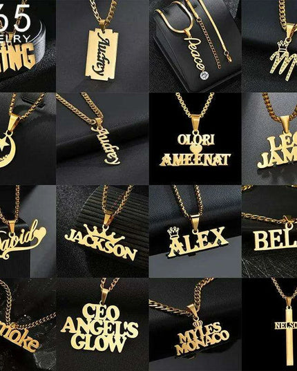 Personalized Unisex Stainless Steel Name Necklace with Chunky Chain