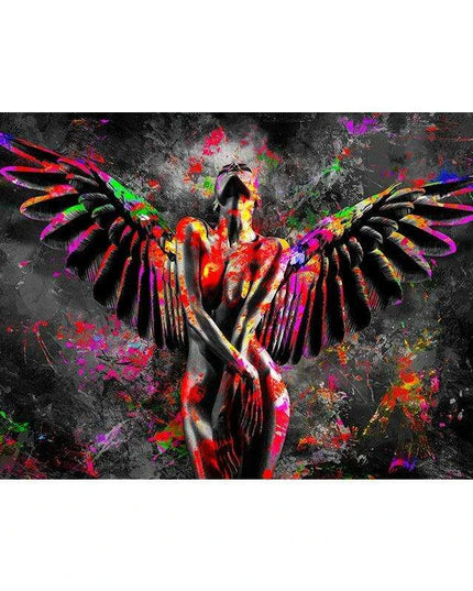 Elegant Crimson Muse: Contemporary Abstract Lady Canvas Art
