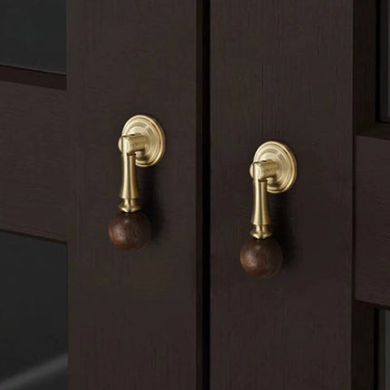 Classic Elegant Brass and Wooden Cabinet Wardrobe Door Handle Ancient