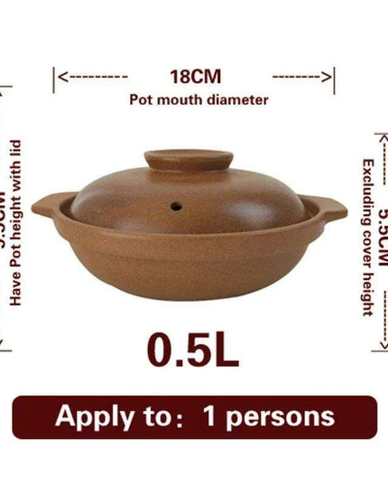Traditional Unglazed Chinese Clay Casserole - Authentic Stew Pot for Gas Stove Cooking