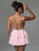 Elegant Backless Ruffled V Neck Summer Mini Dress for Women - Ideal for Parties and Gatherings