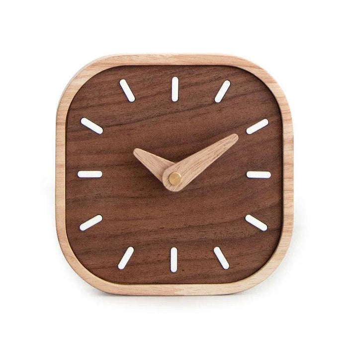 Elegant Black Walnut Table Clock - Modern Scandinavian Design