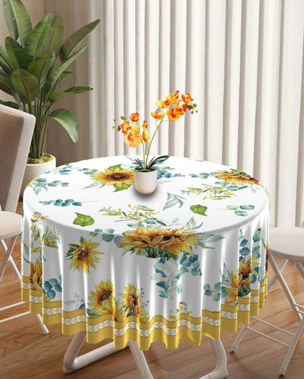 Chic 63-Inch Waterproof Dining Tablecloth: Wrinkle-Free Polyester Elegance