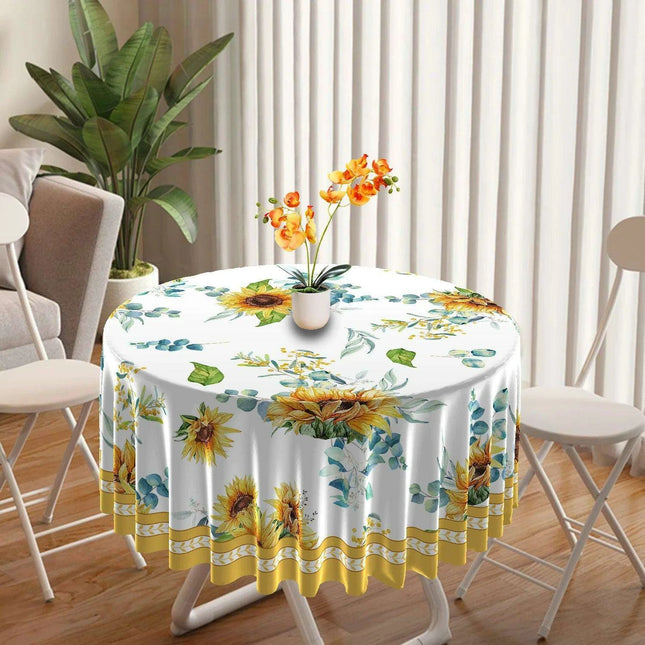 Chic 63-Inch Waterproof Dining Tablecloth: Wrinkle-Free Polyester Elegance