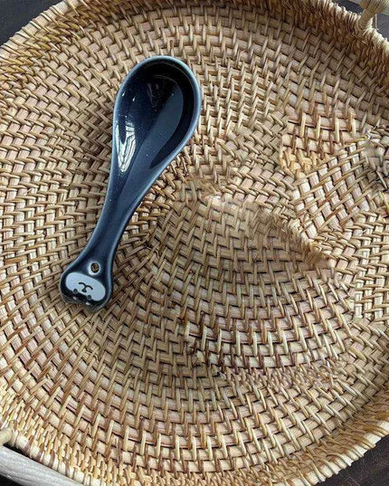 Whimsical Cartoon Relief Ceramic Sauce Bowl with Spoon for Hot Pot and BBQ Delight