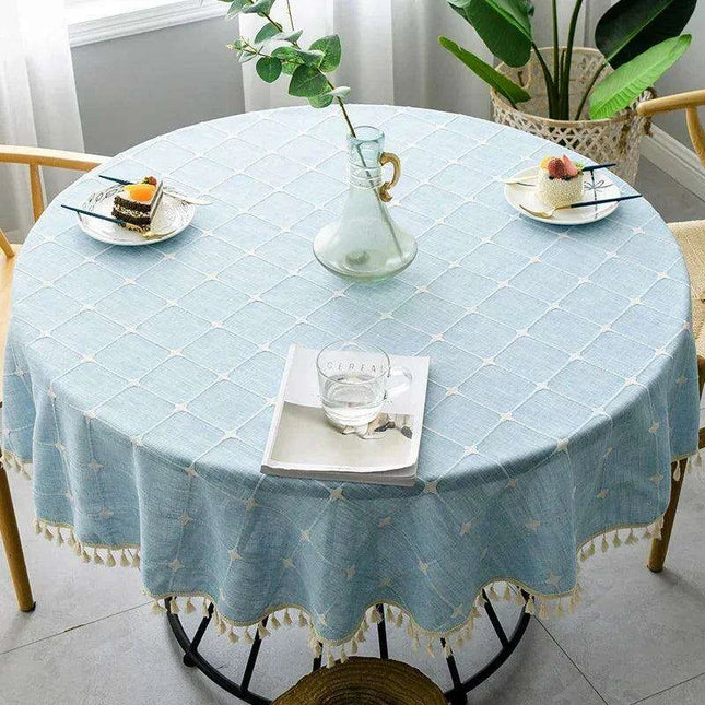 Stylish Customizable Plaid Cotton Linen Tablecloth - Elevate Your Dining Experience
