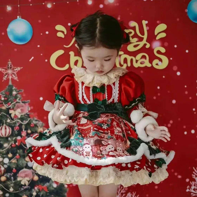 Captivating Velvet Spanish-Inspired Lolita Dress for Girls - Perfect for Celebrations and Special Occasions