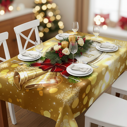WanderingTribe Waterproof Christmas Tablecloth - Anti-Stain, Rectangul