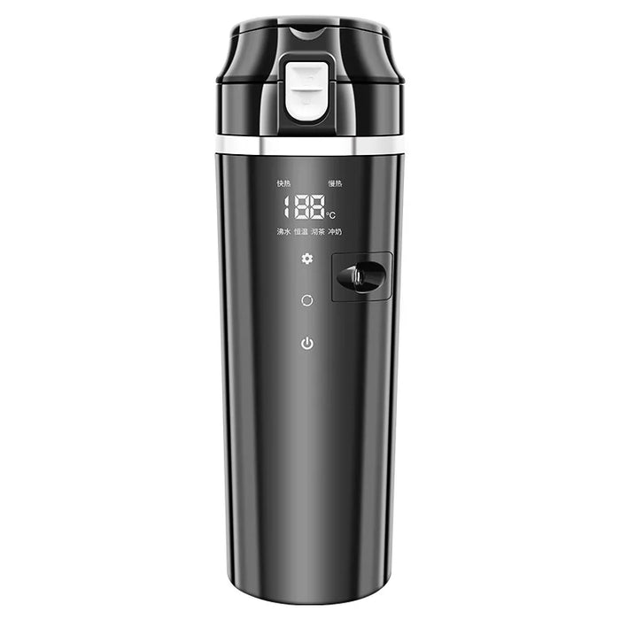 Smart Car Travel Mug with Digital Temperature Control - Portable Stainless Steel Heating Cup