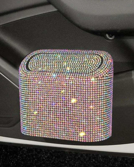 Rhinestone Elegance Car Trash Bin - Chic Auto Waste Container
