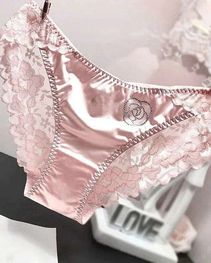 Luxe Sheer Lace Hipsters with Sparkling Rhinestones - Premium Satin Silk Seamless Comfort Briefs