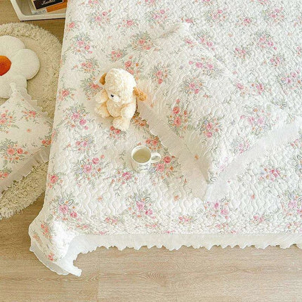 Floral Cotton Bedspread Quilted Mattress Protector - 100% Soft Skin-Friendly Bedding Cover