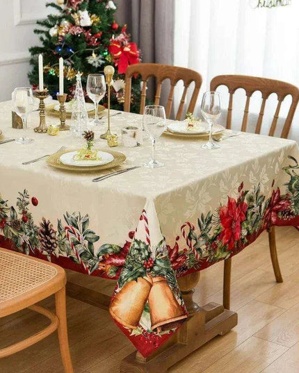 Festive Waterproof Polyester Christmas Lightweight Tablecloth for Holiday Partie