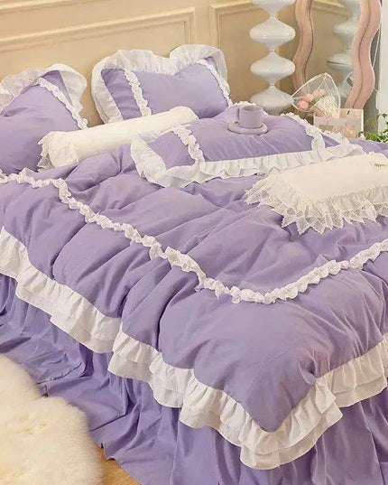 Kawaii Ruffle Lace Korean Princess Duvet Set