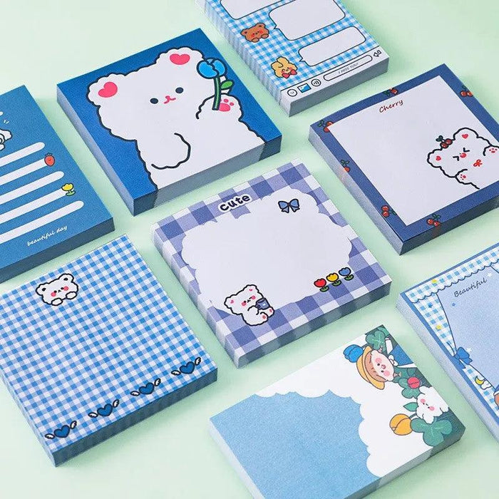 80-Piece Adorable Bear Cartoon Sticky Notes Set - Enhance Your Workspace with Charm