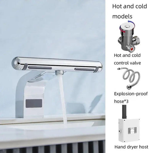 2-in-1 Automatic Hand Dryer with Sensor Faucet and Basin Tap - Bathroom Hotel Upgrade