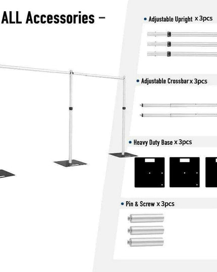 Premium 10x20ft Adjustable Aluminum Backdrop Stand for Events, Celebrations, and Photo Displays
