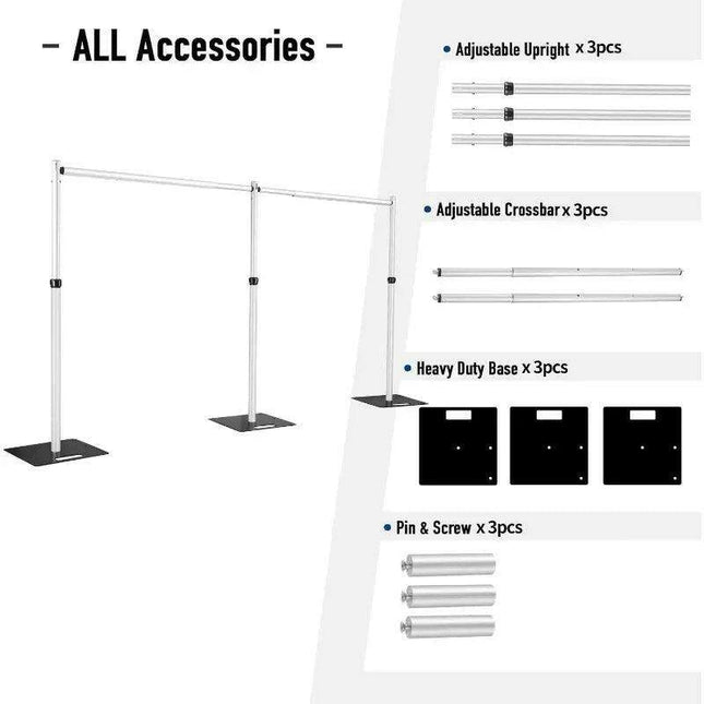 Premium 10x20ft Adjustable Aluminum Backdrop Stand for Events, Celebrations, and Photo Displays