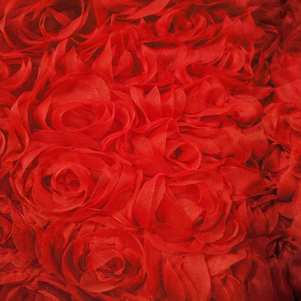 3D Rose Embroidered Mesh Fabric for Bridal & Stage Wear