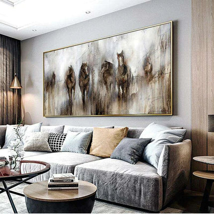 Equestrian Serenity: Chic Abstract Horse Canvas Art for Stylish Interiors