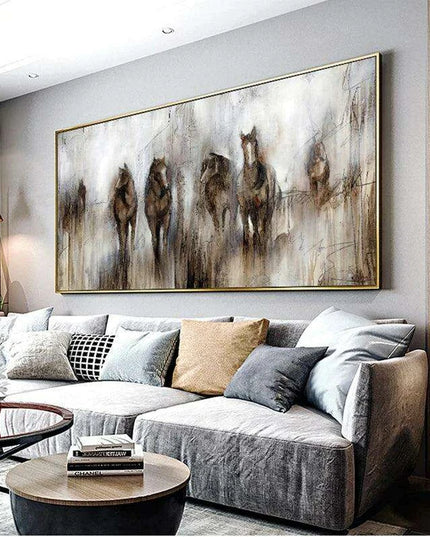Equestrian Serenity: Chic Abstract Horse Canvas Art for Stylish Interiors