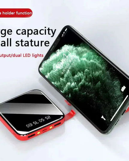 Ultra-Portable 50000mAh Power Bank with LED Mirror Display and Dual USB Ports - Perfect for On-the-Go Charging