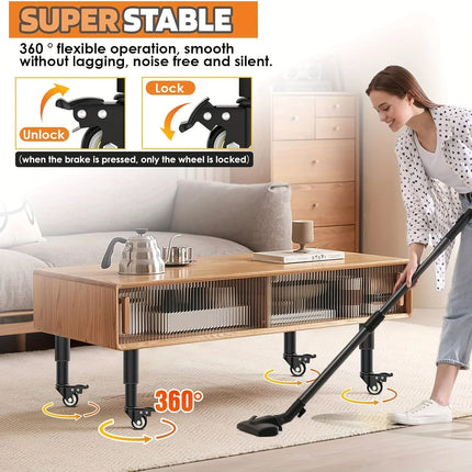 4pcs Metal Extendable Furniture Legs with Casters, Table Legs,with He