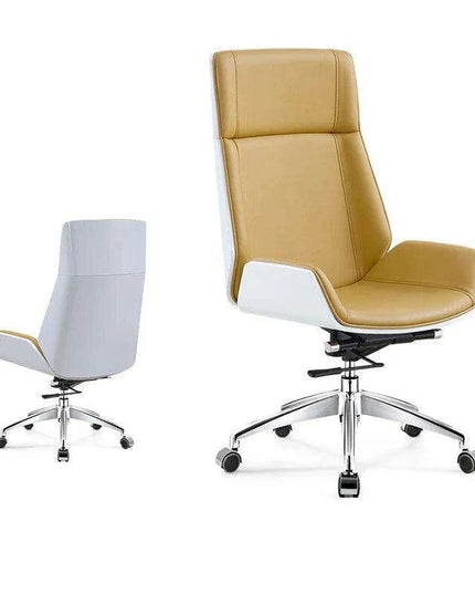 Sleek Nordic Leather Swivel Chair: Ergonomic Luxury for Modern Workspaces