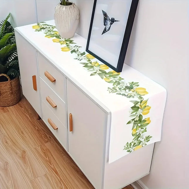 Romantic Home Lemon Pattern Linen Table Runner - Summer Decor, Durable