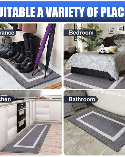 Luxurious Non-Slip Microfiber Welcome Mat: Chic Moisture-Absorbing Rug for Entryways