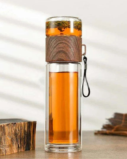 Eco-Friendly 400ML Borosilicate Glass Tea Infuser Bottle with Double Layer Design