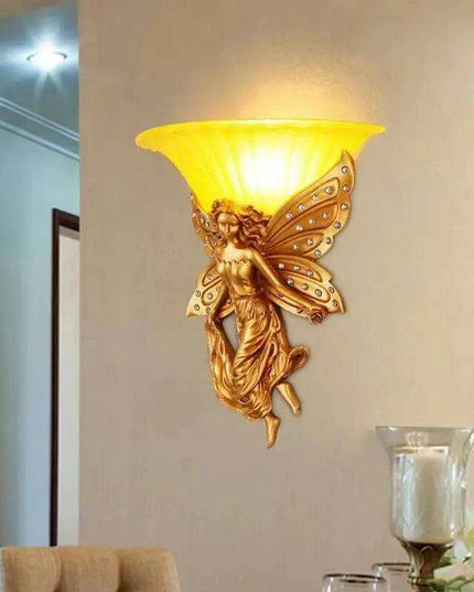 Elegant Nordic Angel LED Wall Lamp - Vintage Resin Sconce for Home Elegance