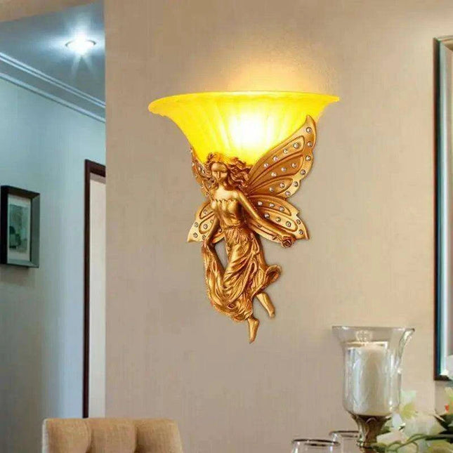 Elegant Nordic Angel LED Wall Lamp - Vintage Resin Sconce for Home Elegance